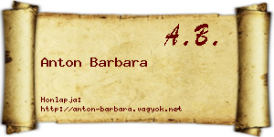 Anton Barbara névjegykártya